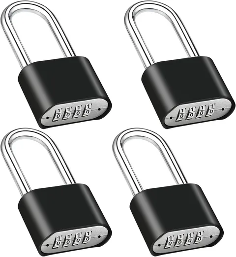 4Pcs Combination Lock, 4-Digit Heavy Duty Combo Lock, Combination Padlock Outdoo