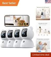 2.5K Indoor Security Camera 4pack, Non-Subscription AI Person/Pet/Cry Detecti...