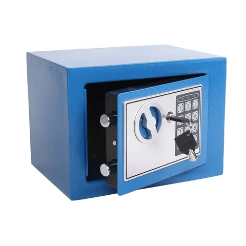 Yuanshikj Small Steel Security Safe Box with Keypad,Key0.23 Cu Ft, Blue