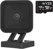 Cam V3 W 128GB SD Card, 1080P Plug-In Smart Security Camera, Color Night Vision,