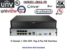 UNV Uniview NVR301-08S3-P8  8CH 1 HDD NVR, Plug & Play PoE Interface ONVIF
