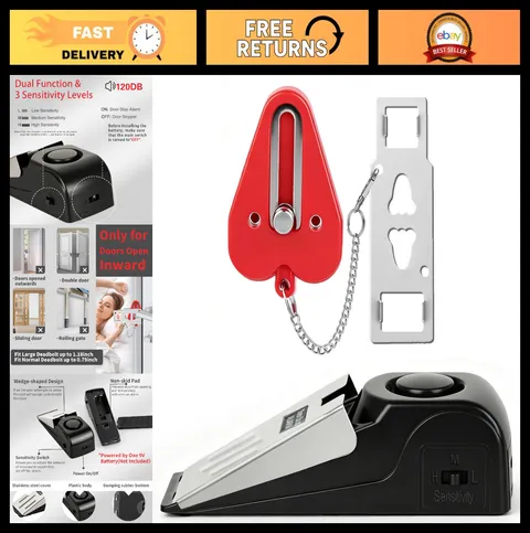 Portable Door Lock & Alarm Set - Dual Protection Security Kit for Travel & Home
