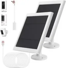 IP65 Solar Panel Outdoor for Ring Cameras (White 2P) Spotlight Cam Plus/Pro Stic