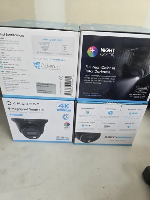 (4 Pack)Amcrest 4K POE AI IP Security Camera 8MP Turret Color Night Vision