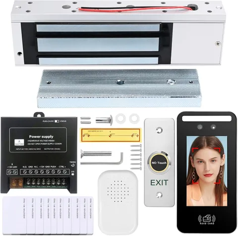 Facial Recognition Access Control System Kit W/5" Screen & 1.3MP Camera, 1200Lbs