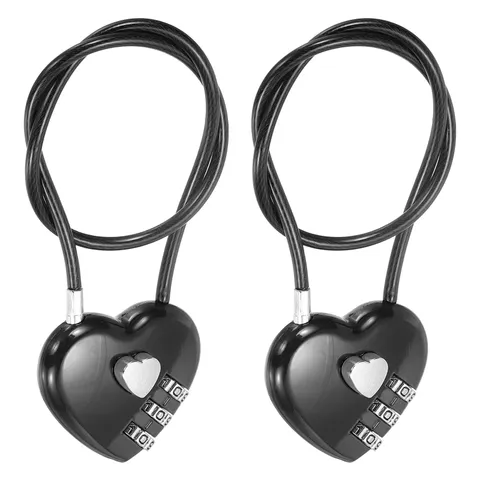 Combination Padlock (11.8 Inch, Black)(2Pcs), 3-Digit Heart Shaped Combo Padlock