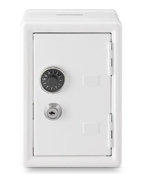 Mini Money Safe and Cash Lock Box, 4.6"x 4.2"x 6.9" White
