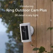 Ring Outdoor Cam Plus Battery 2K Video with Low-Light Vision White