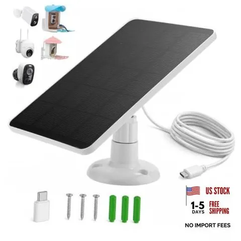 Solar Panel Charger for Security Camera - 4W 5V Waterproof Solar Panel for