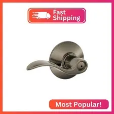 SCHLAGE Accent Bed/Bath Privacy Door Handle with Lock, Antique Pewter