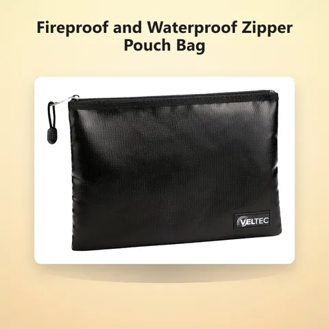 Fireproof and Waterproof Zipper Pouch Bag for Valuables, Documents, Notary St...