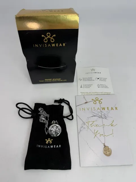 Invisawear Smart Jewelry Personal Safety Device Beaded Silver Chain Necklace New