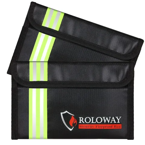 Small Fireproof Bag (5 x 8 inches) with Reflective Strip, Fireproof Money Bag...