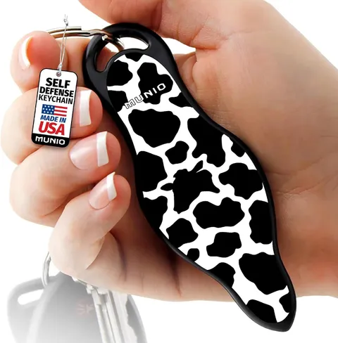 MUNIO Self Defense Keychain Lightweight Kubotan Cow Print