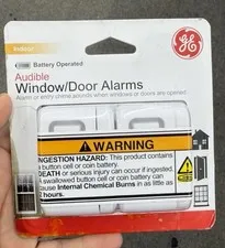 GE Indoor Audible Window & Door Alarms 4 Total Sensors (2 Packs of 2) New Sealed