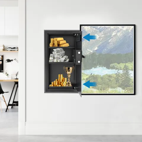 Black Modern Wall-mounted Safe Safe With Keys Hidden Wall?safe Combination Lock