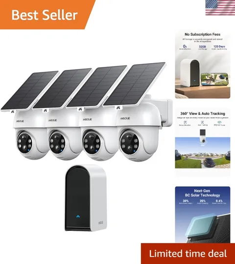 Comprehensive Home Security Kit - 4 Solar Cameras with Voice and Remote Features