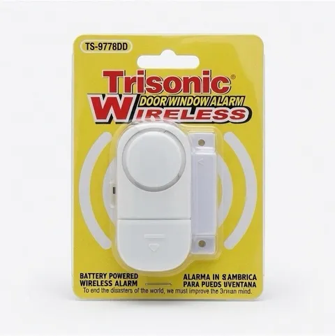 Trisonic Door/Window Alarm TS-9778DD Wireless 100 dB Indoor White Battery
