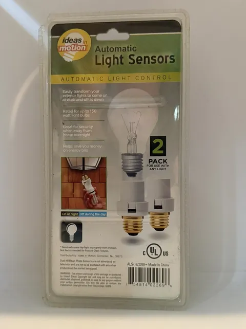 NEW Automatic "Dusk 'Til Dawn" Light Control Sensors 2 Pack Outdoor/Indoor