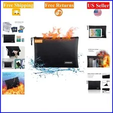 Black Fireproof & Waterproof Document Bag 14.2x10.0" with Aluminum Lining