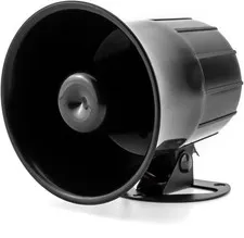 QWORK Electric Siren Horn, DC 12V Security Loud Wired Alarm 1 Pack, Black 