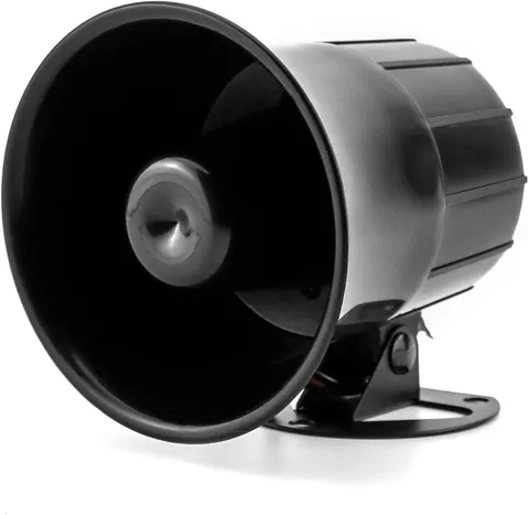 QWORK Electric Siren Horn, DC 12V Security Loud Wired Alarm 1 Pack, Black 