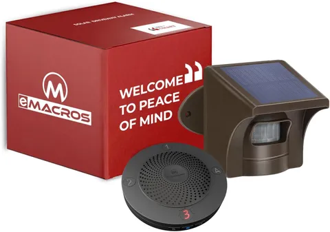 Emacros 1/2 Mile Solar Wireless Driveway Alarm, 1 Receiver & 1 Sensor