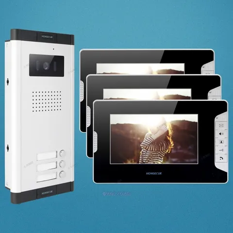 7" TFT Video Door Entry Intercom Kit with LCD Color Screen for 3-Apartment