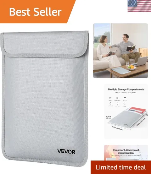 Portable Fireproof Document Bag: Waterproof File Organizer for Travel & Office