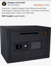Paragon Lock & Safe Compact Steel Digital Drop Safe w/ Override Key, Black