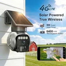 PHANSATIM Solar 4G LTE 4MP Security Camera Outdoor, No WiFi 360° PTZ Cam