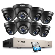 8-Channel 1080P 1TB Hard Drive DVR Security Camera System with 8-Wired Dome Came