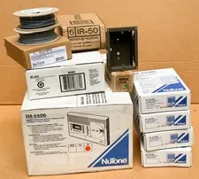 Black NuTone IM-4406BL Package - Rough Ins, IS-419PB & 4x 445BL Speakers, Chime