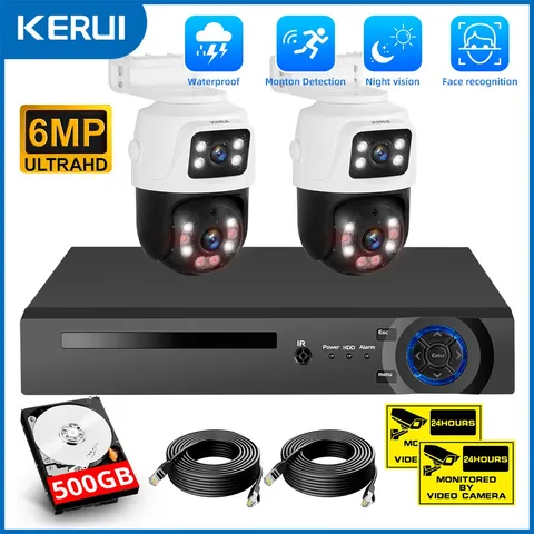 H.265+ 8CH NVR Security Kit 6MP Dual Lens IP Camera 500GB HDD 18m Network Cable