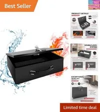 Fireproof Lock Box with Key and Combination Lock, Fire Safe Document Box, Por...