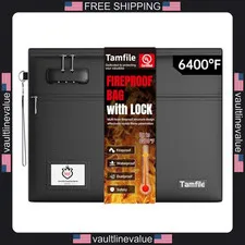 Fireproof Document Bag 15x12 inch Lockable Money Pouch Fire Safe for Cash Keys