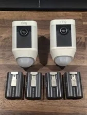 2x Ring Spotlight Cam Battery Security Cameras Tested Working W 4 Batterys White