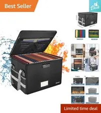 Portable Collapsible File Organizer - Fireproof & Water-Resistant Storage