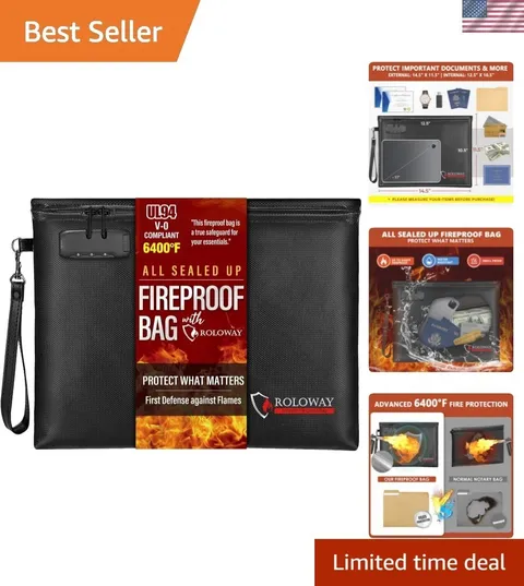 Versatile 14.5'' Fireproof Zipper Bag with Lock | Safeguard Valuables Safely