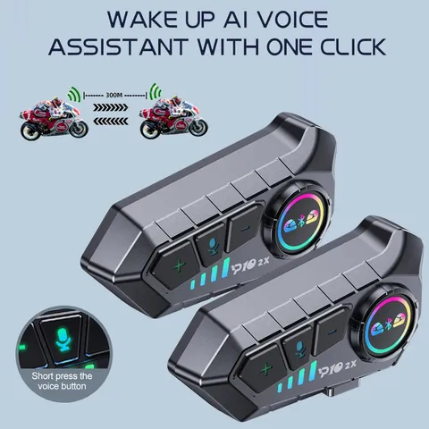 Y10 2x Motorcycle Intercom Bluetooth Headset Waterproof 300m For 2 Riders