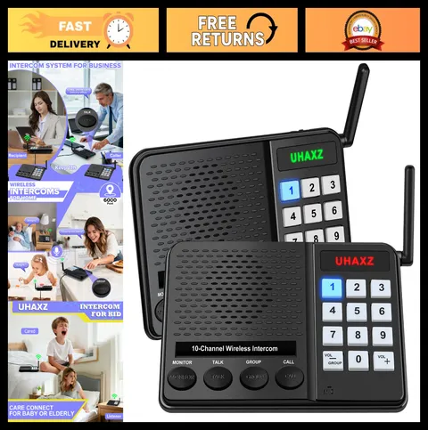 Wireless Intercom System for Home & Office, 6000ft Range, Clear Sound, 8 Volume