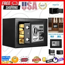 Safe Box 0.23 Cubic Feet Electronic Digital Security Box, Keypad Lock Box Cab...
