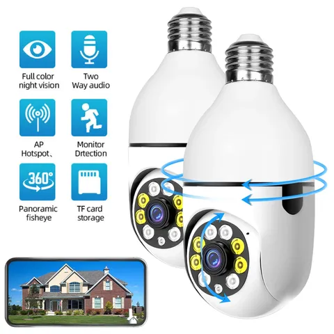 Security Camera Wireless WiFi Light Bulb, 1080P HD, Night Vision, Two-Way
