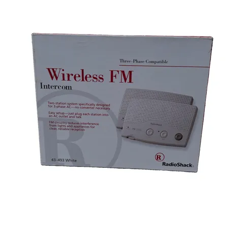 RadioShack Wireless FM Intercom ThreePhase Compatible 43-493 White New Old Stock