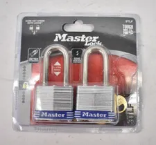Master Lock 2 Pack 38mm Steel Body Padlocks 1-1/2" Long Shackle 3TLF Laminated