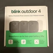 Blink Outdoor 4 Wireless Battery Security Cameras 3-Cam Kit, Sync Module, Black