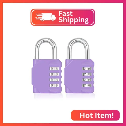 ZHEGE Combination Lock Outdoor 2 Pack, 4 Digit Padlock for Gym (Purple)