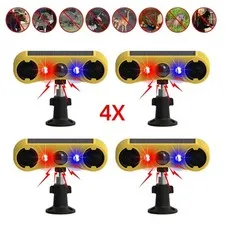 4PCS Solar Motion Sensor Alarm 2*130db Ultrasonic Siren Motion Detector Alarm