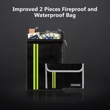 Improved 2 Pieces Fireproof and Waterproof Bag 38 x 28.5 cm, 20 x 13.5 cm Two...