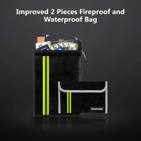 Improved 2 Pieces Fireproof and Waterproof Bag 38 x 28.5 cm, 20 x 13.5 cm Two...